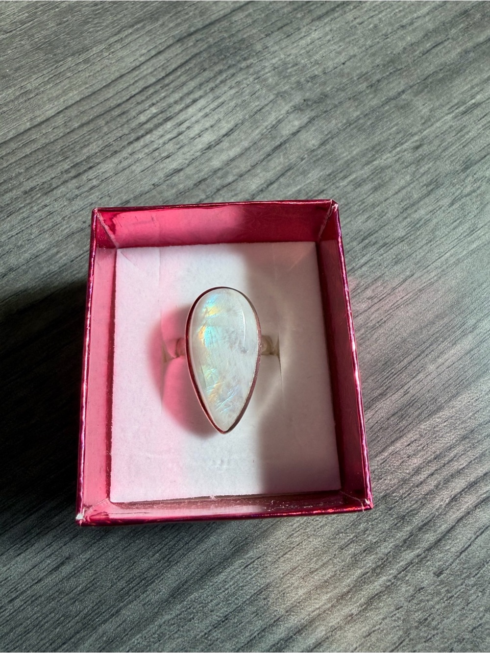 Teardrop Moonstone Ring in Silver- Women Jewelry